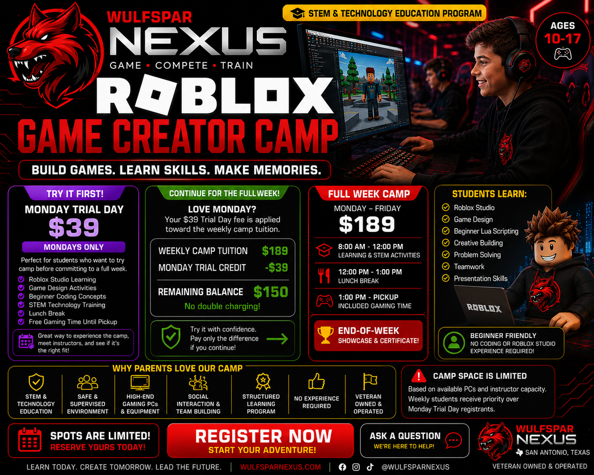 Wulfspar Roblox Game Creator Camp Registration